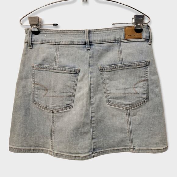 American Eagle High Waist A-Line Denim Skirt Light Wash - Picture 2 of 8